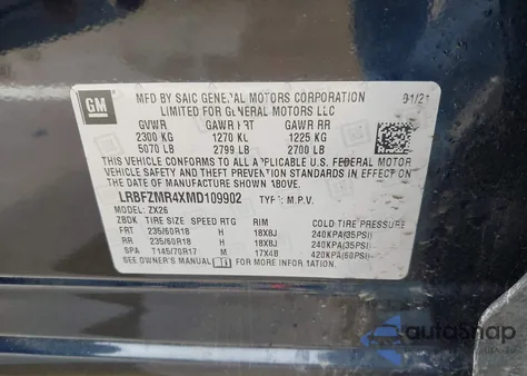 2021 Buick Envision Awd Preferred из США, поврежденный, VIN LRBFZMR4XMD109902